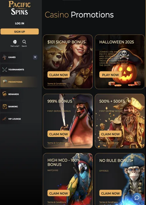 Exclusive bonus rewards showcase Pacific Spins Casino